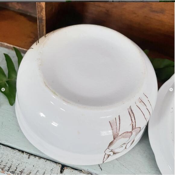 Vintage Brown Transferware Covered SOAP DISH Ironstone Daffodil Flower Vanity - Picture 8 of 9